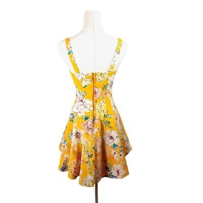 Bailey Blue Yellow Floral Fit & Flare Sweetheart Mini Dress XS - Thumbnail 3