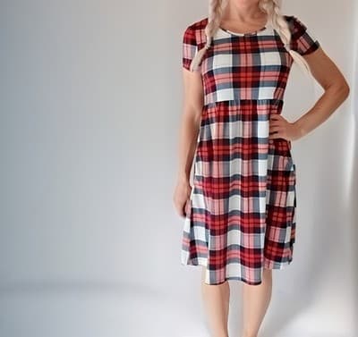 NWOT Honeyuppy Red and White Plaid Short Sleeve Midi Dress S