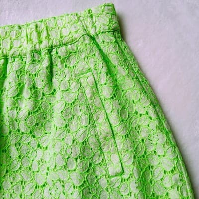 J. Crew Neon Green Floral Lace High-Rise Mini Skirt XS - Thumbnail 3