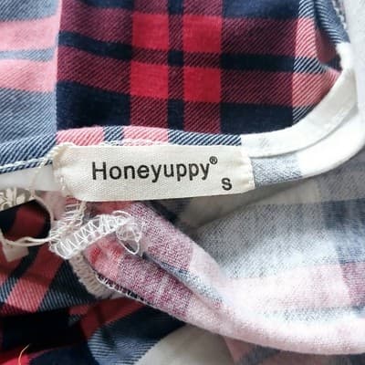 NWOT Honeyuppy Red and White Plaid Short Sleeve Midi Dress S - Thumbnail 5