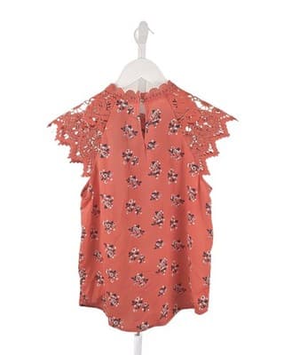NWOT Chance Or Fate Burnt Orange Floral Lace Relaxed Fit Blouse S - Thumbnail 2