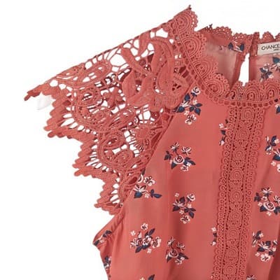 NWOT Chance Or Fate Burnt Orange Floral Lace Relaxed Fit Blouse S - Thumbnail 3