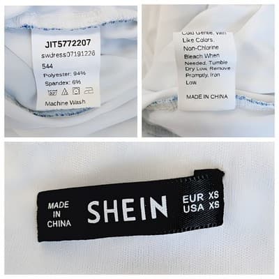 SHEIN Blue and White Toile Ruched Bodycon Mini Dress XS - Thumbnail 6