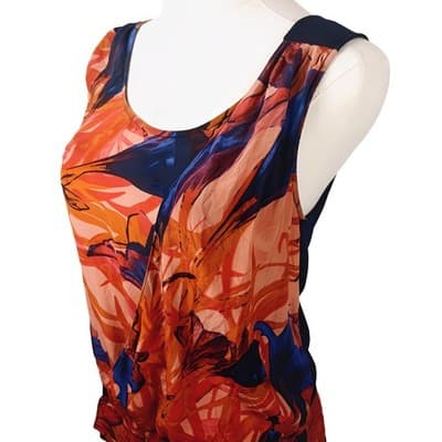 Leifsdottir Anthropologie Navy and Orange Red Silk Asymmetric Faux Wrap Blouse 0 - Thumbnail 4