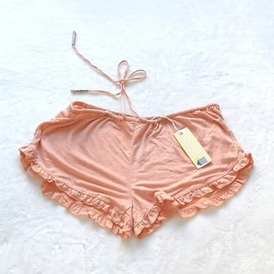 New Orange Ruffle Trim Lounge Shorts Beach House Brand S Drawstring Flowy Loose