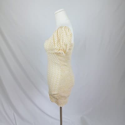 Skylar + Madison Yellow Smocked Puff Sleeve Mini Dress S - Thumbnail 2