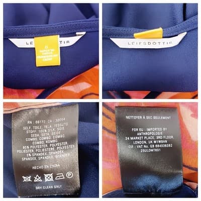 Leifsdottir Anthropologie Navy and Orange Red Silk Asymmetric Faux Wrap Blouse 0 - Thumbnail 8