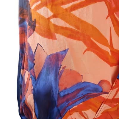 Leifsdottir Anthropologie Navy and Orange Red Silk Asymmetric Faux Wrap Blouse 0 - Thumbnail 7