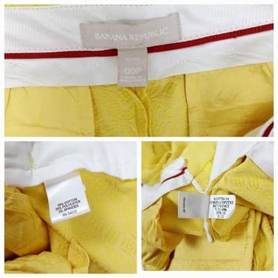 Banana Republic Yellow Embossed Cropped Ankle Pants 00P - Thumbnail 5