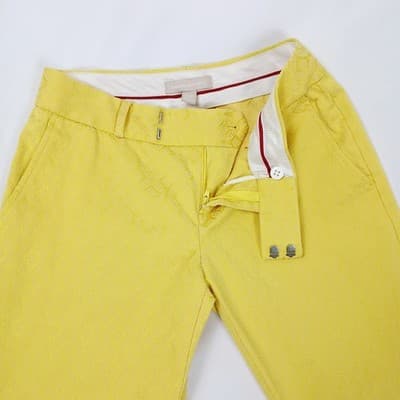 Banana Republic Yellow Embossed Cropped Ankle Pants 00P - Thumbnail 3