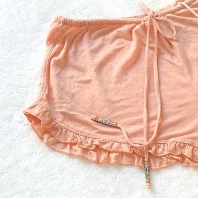 New Orange Ruffle Trim Lounge Shorts Beach House Brand S Drawstring Flowy Loose - Thumbnail 3