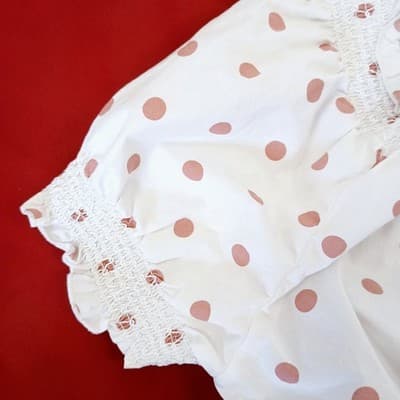 J. Crew Red and White Polka Dot Puff Sleeve Smocked Top M - Thumbnail 4