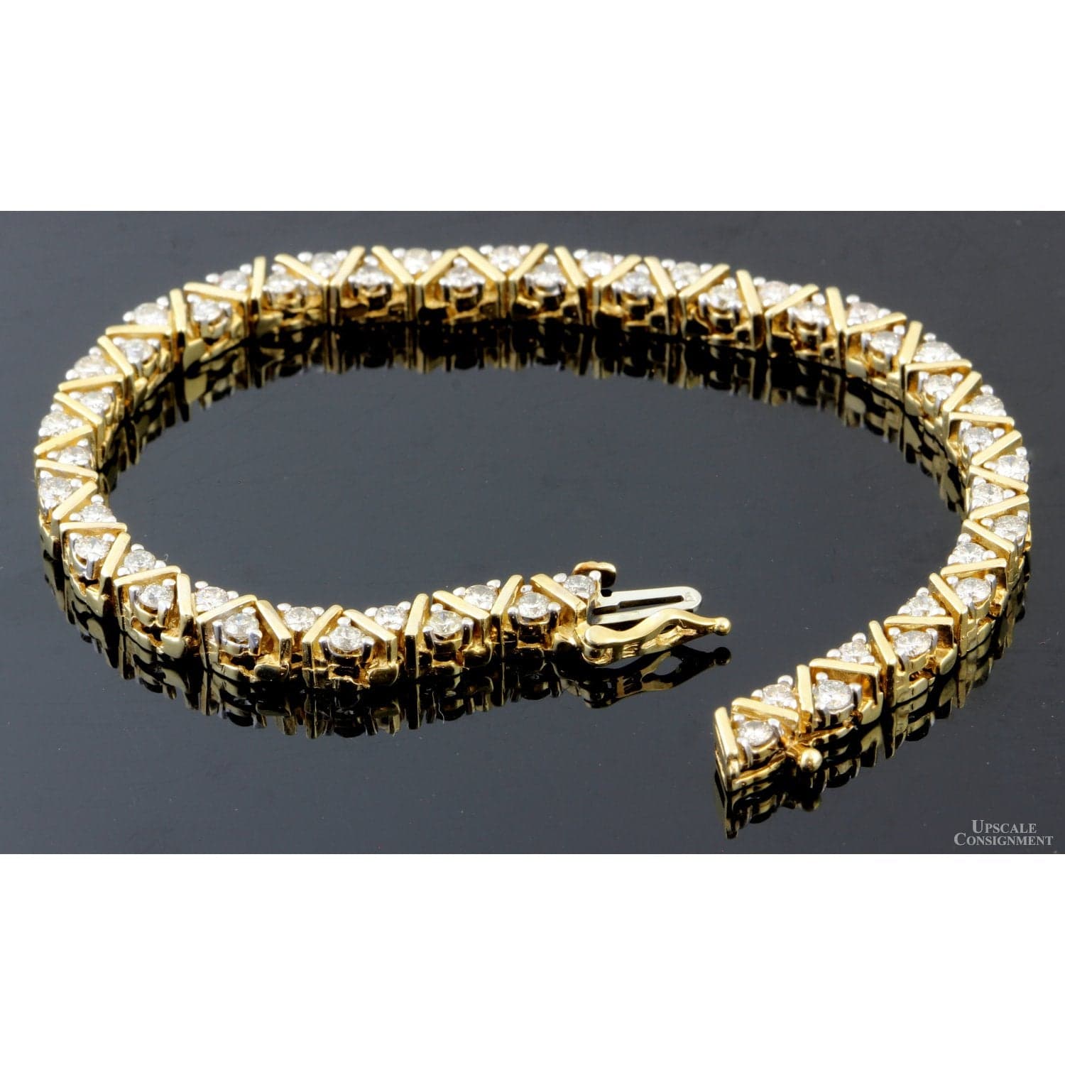 Signed 3.00ctw Diamond Tennis Bracelet in 14K Yellow Gold - 7 in - Thumbnail 3