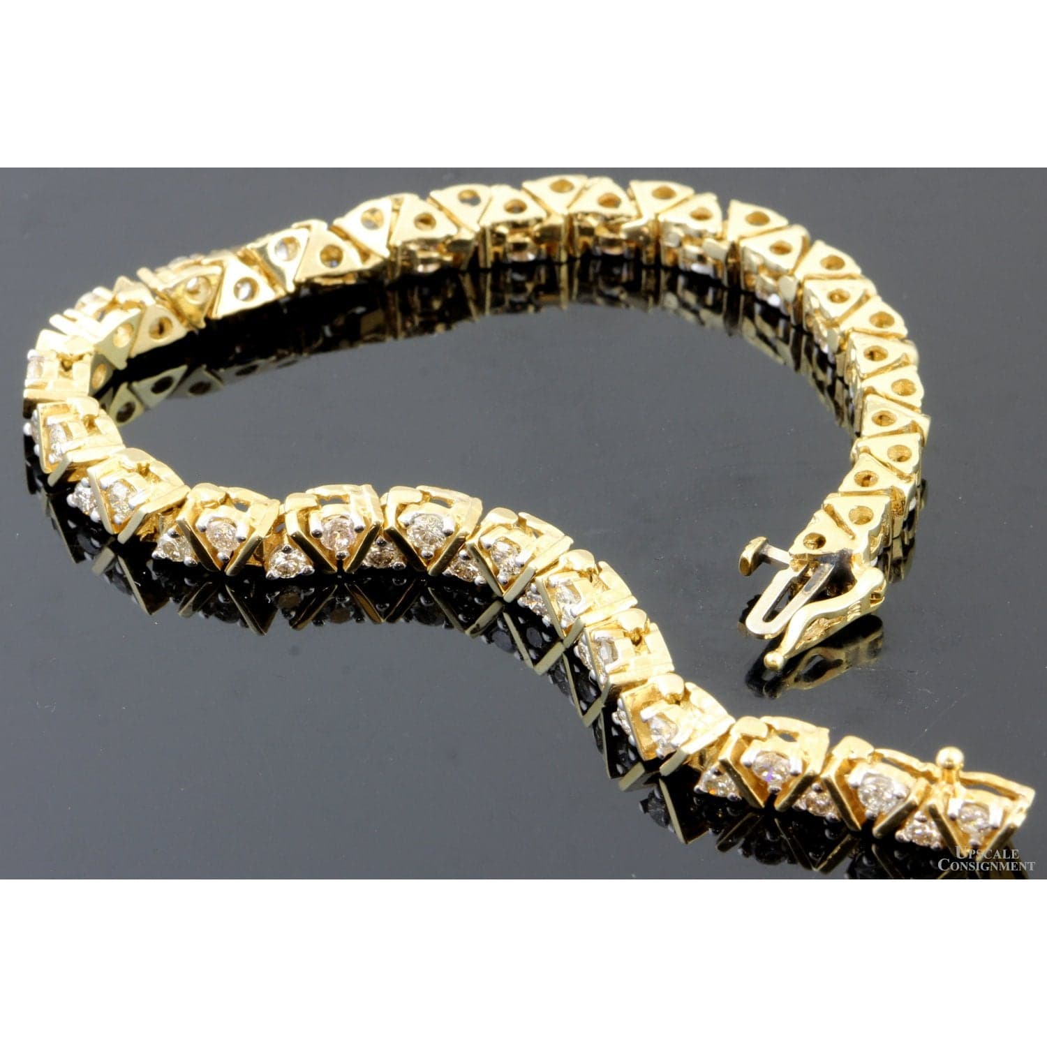 Signed 3.00ctw Diamond Tennis Bracelet in 14K Yellow Gold - 7 in - Thumbnail 2