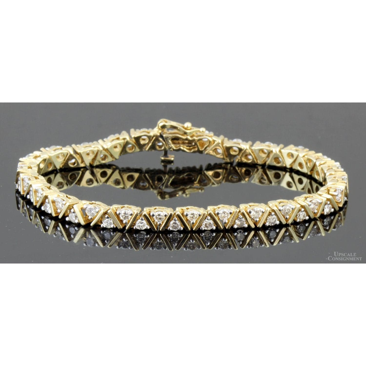 Signed 3.00ctw Diamond Tennis Bracelet in 14K Yellow Gold - 7 in - Image 1