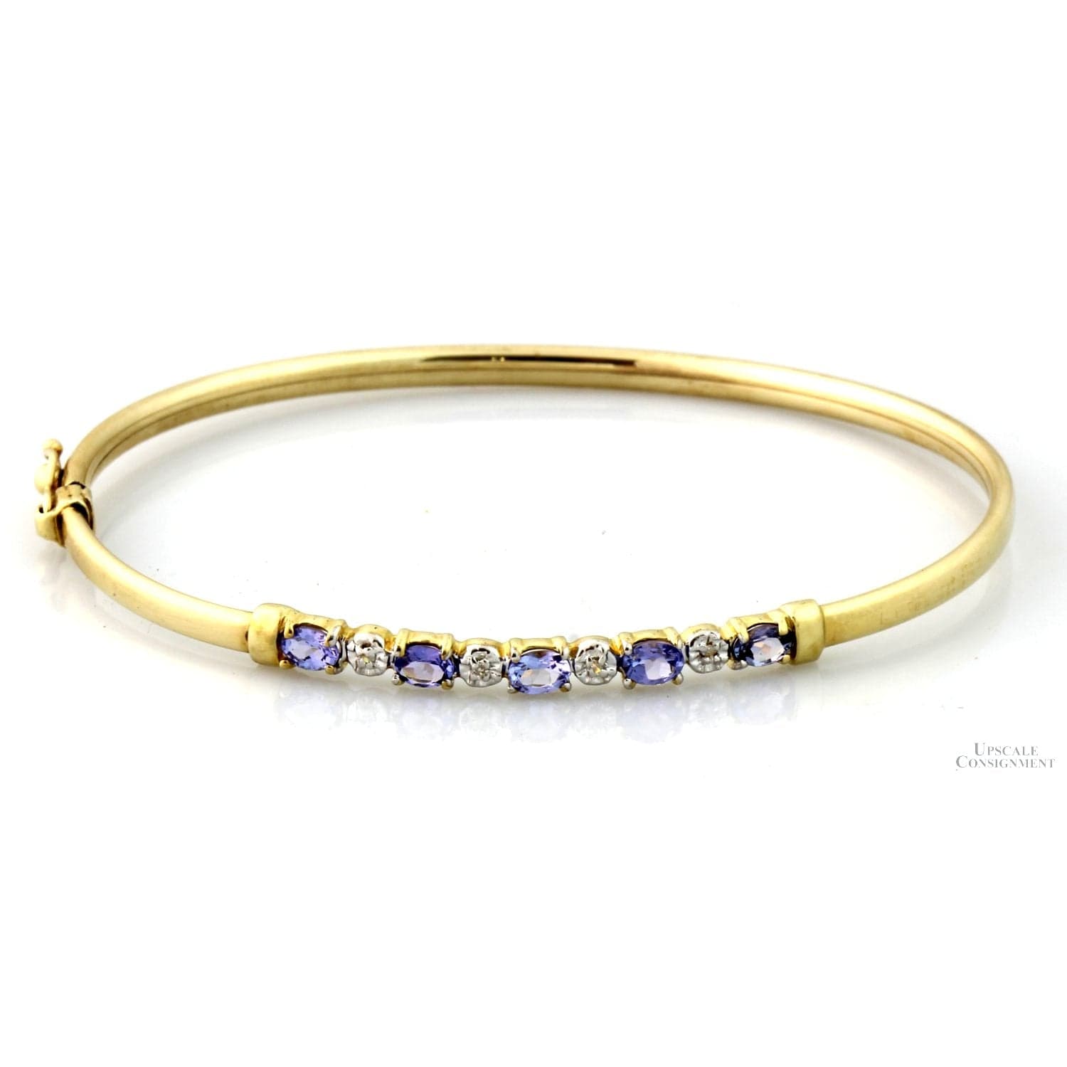 Clyde Duneier Tanzanite & Diamond Bangle in 10K Yellow Gold - 6.75"–7" wrist. - Image 1