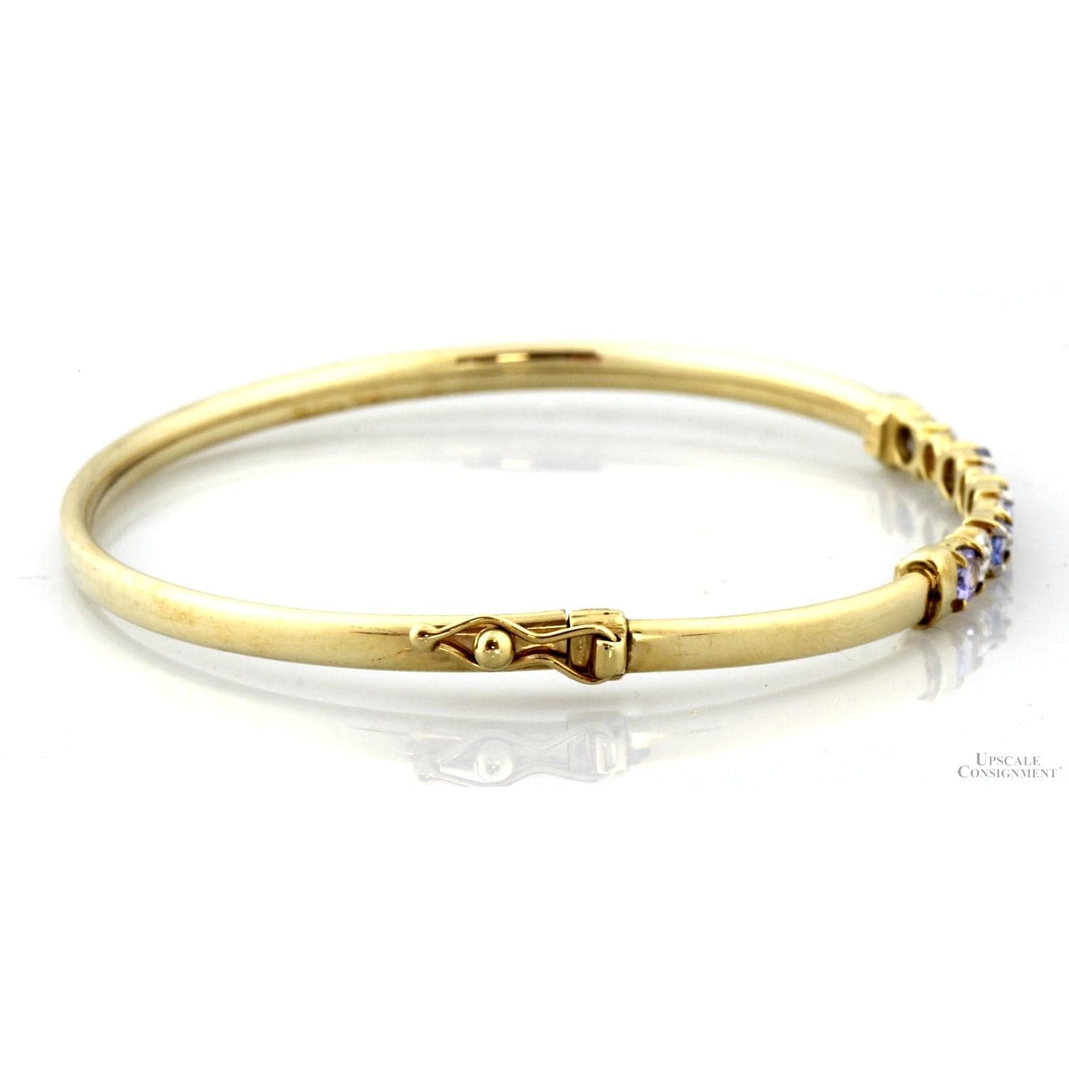 Clyde Duneier Tanzanite & Diamond Bangle in 10K Yellow Gold - 6.75"–7" wrist. - Thumbnail 3