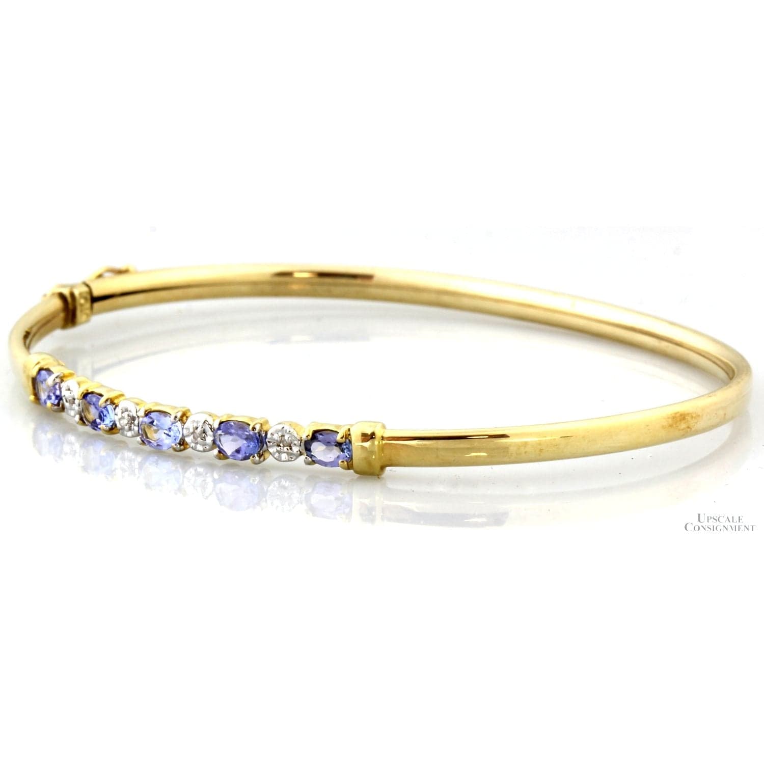 Clyde Duneier Tanzanite & Diamond Bangle in 10K Yellow Gold - 6.75"–7" wrist. - Thumbnail 2