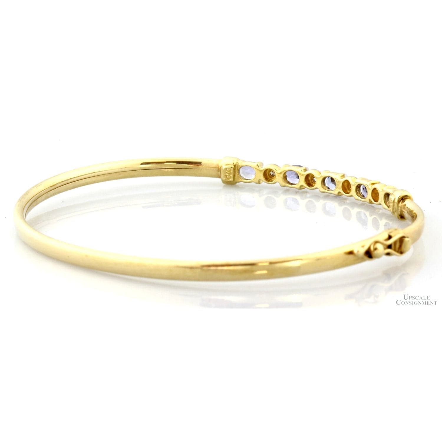 Clyde Duneier Tanzanite & Diamond Bangle in 10K Yellow Gold - 6.75"–7" wrist. - Thumbnail 4