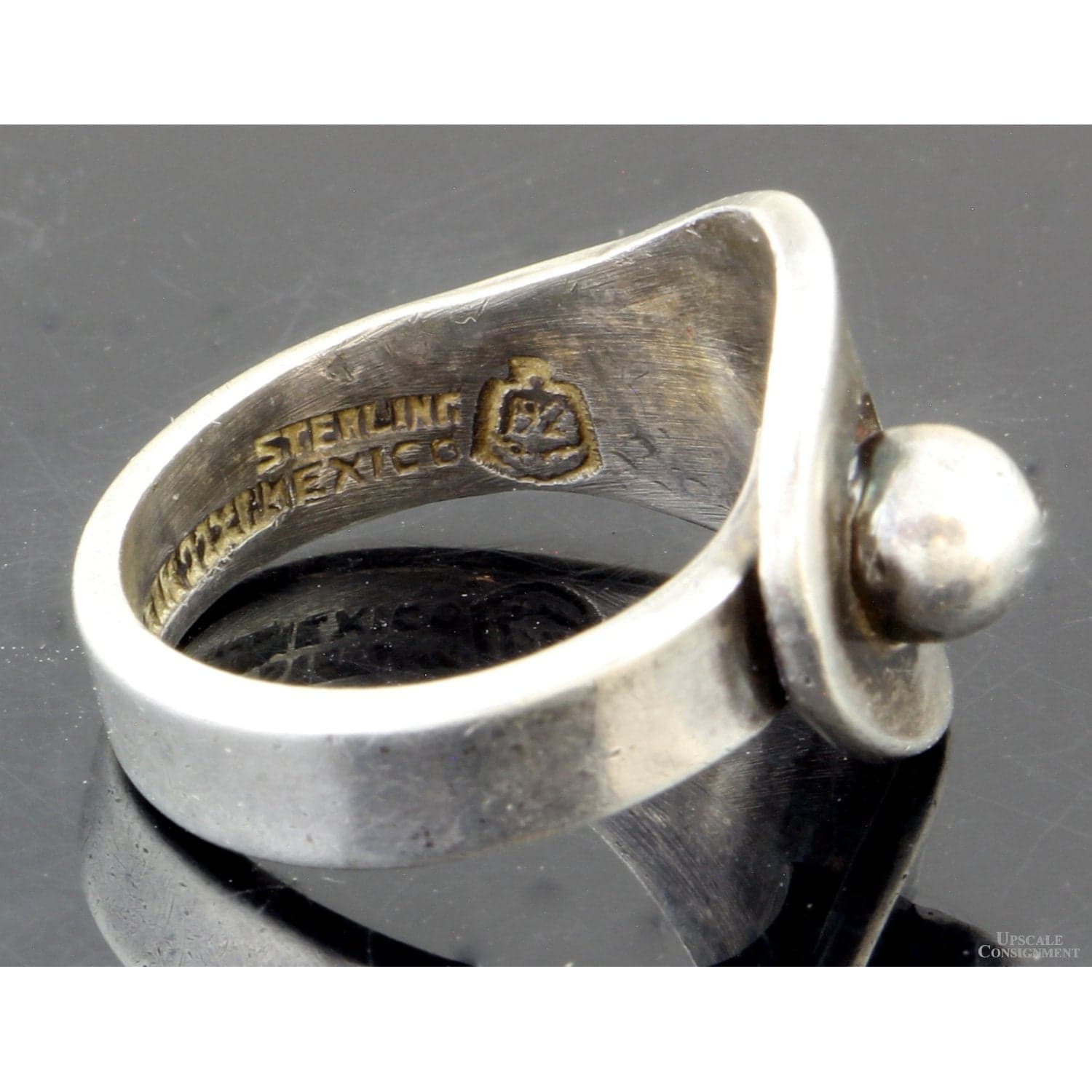 Eagle-Marked Taxco Sterling Silver Modernist Ring - Size 7.5 - Thumbnail 4