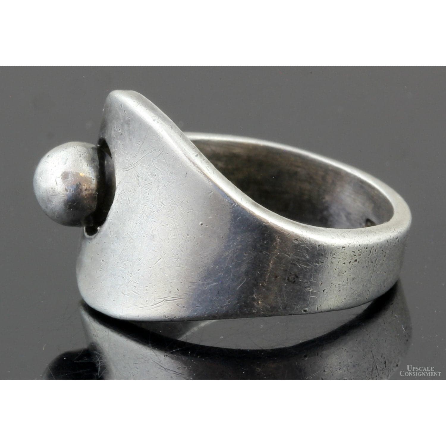 Eagle-Marked Taxco Sterling Silver Modernist Ring - Size 7.5 - Thumbnail 5