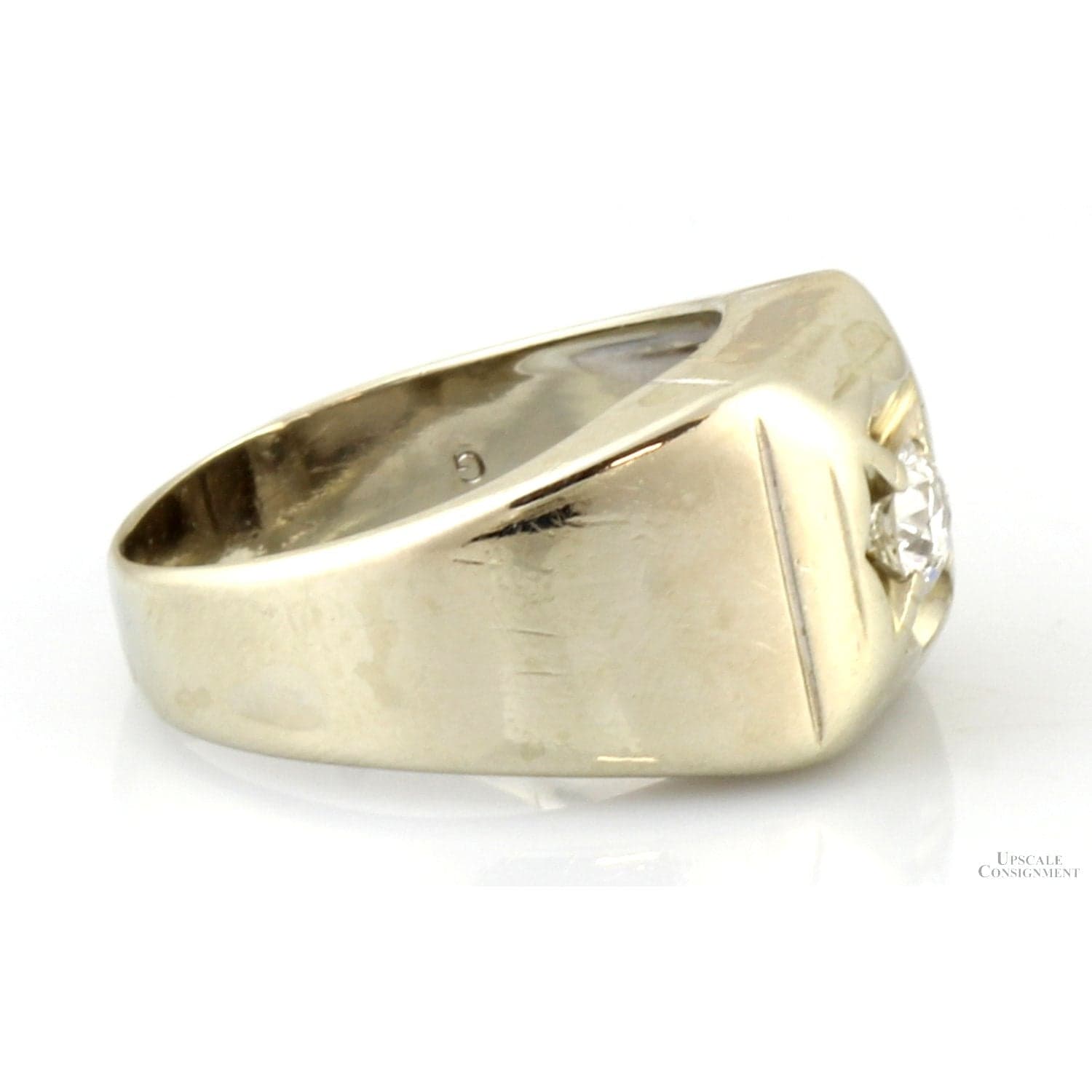 Vintage .43ct Old European Cut Diamond Men’s Ring in 14K White Gold - Size 9.75 - Thumbnail 4