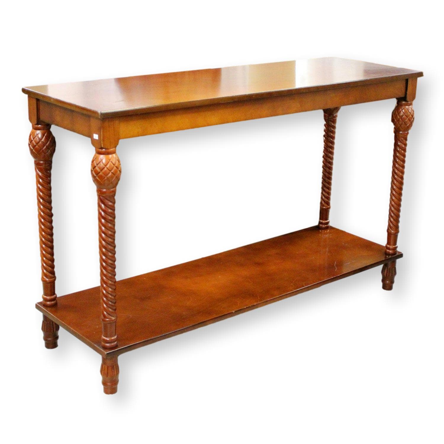Cherry Finish Console Table w/Pineapple Motif - Cherry Finish - Image 1