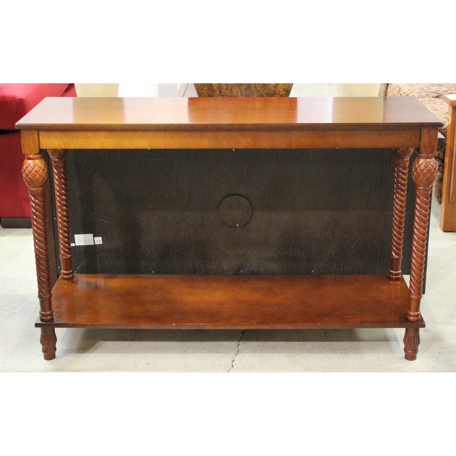 Cherry Finish Console Table w/Pineapple Motif - Cherry Finish - Thumbnail 2