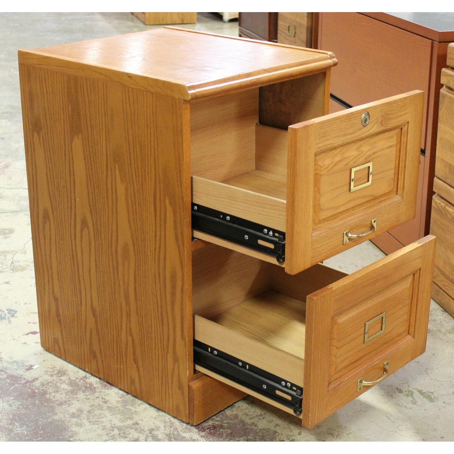 Oak 2 Drawer File Cabinet - Thumbnail 2