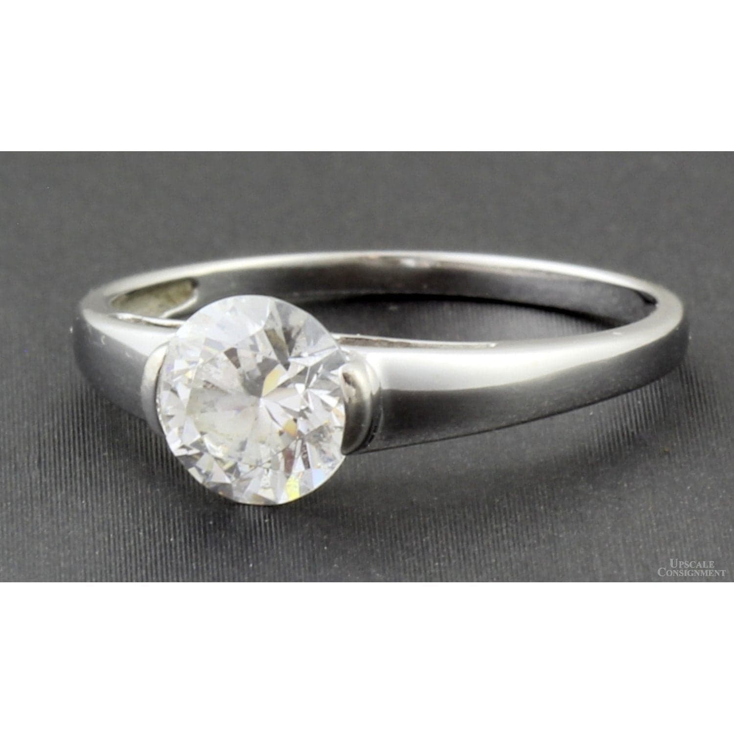 7mm Round Brilliant Cubic Zirconia 14K Gold Ring - Size 8 - Thumbnail 2