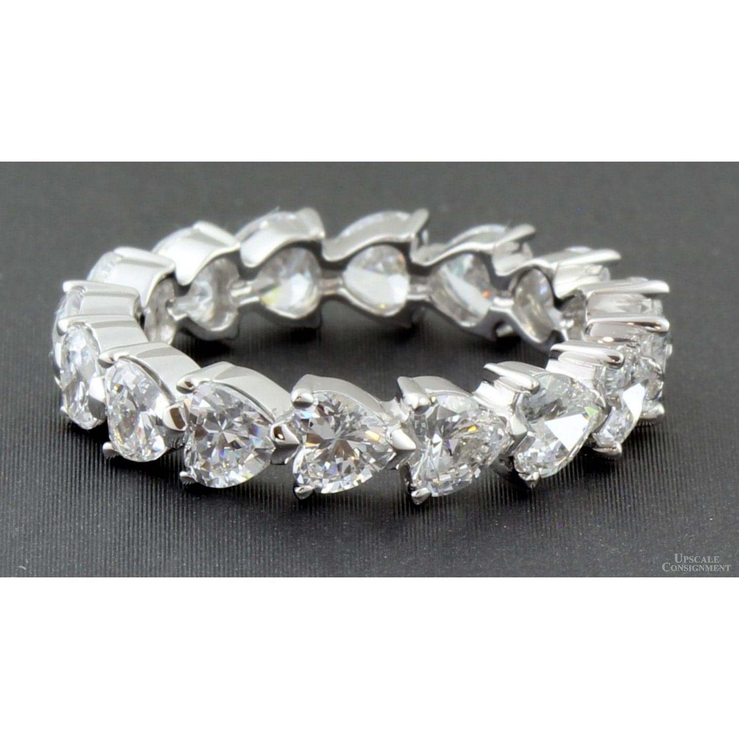 14K White Gold Heart Eternity Band by Absolute – Size 6.5 - Size 6.5 - Image 1