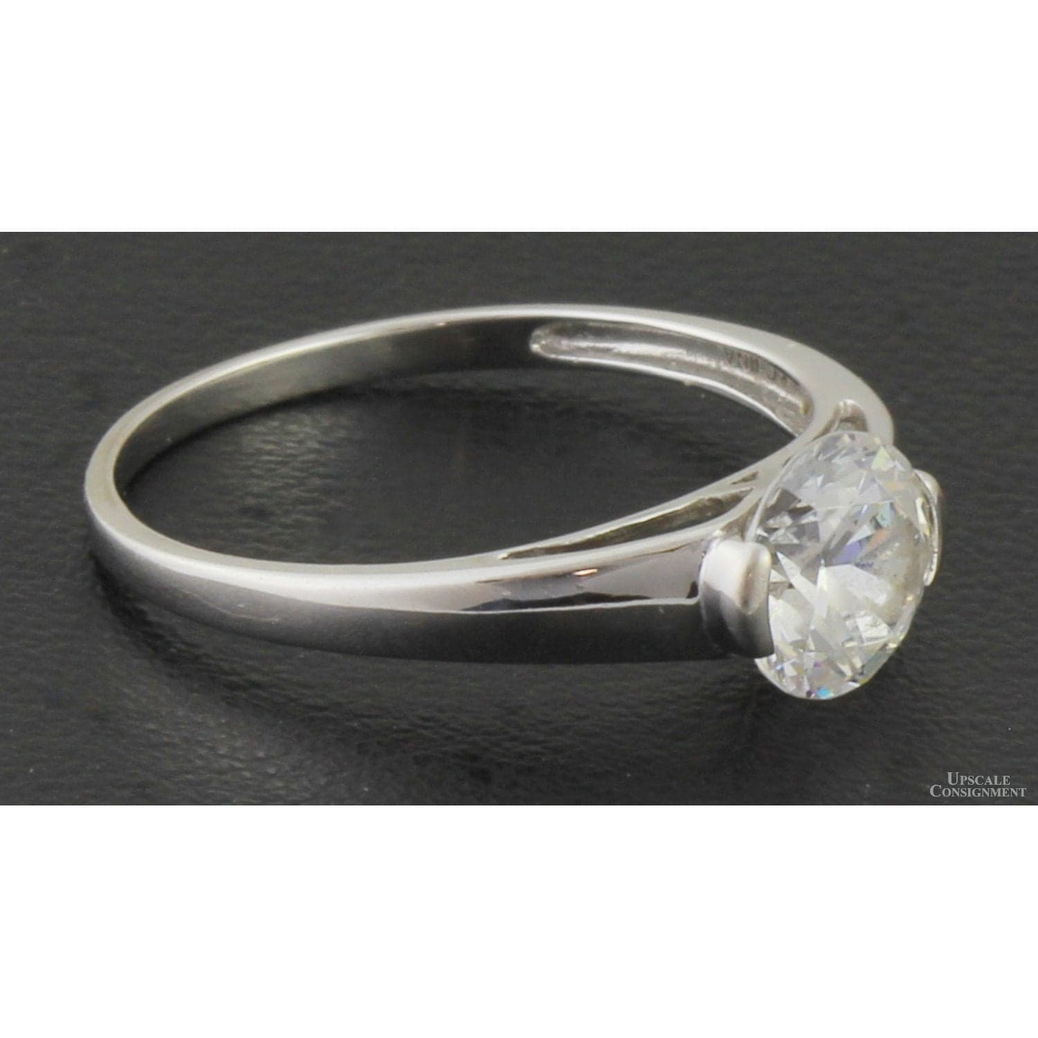 7mm Round Brilliant Cubic Zirconia 14K Gold Ring - Size 8 - Thumbnail 3