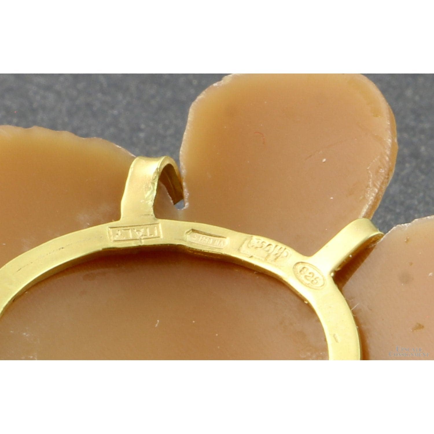 Italian Hand-Carved Shell Flower Cameo Pendant by D. Luca - 1.75" - Thumbnail 5