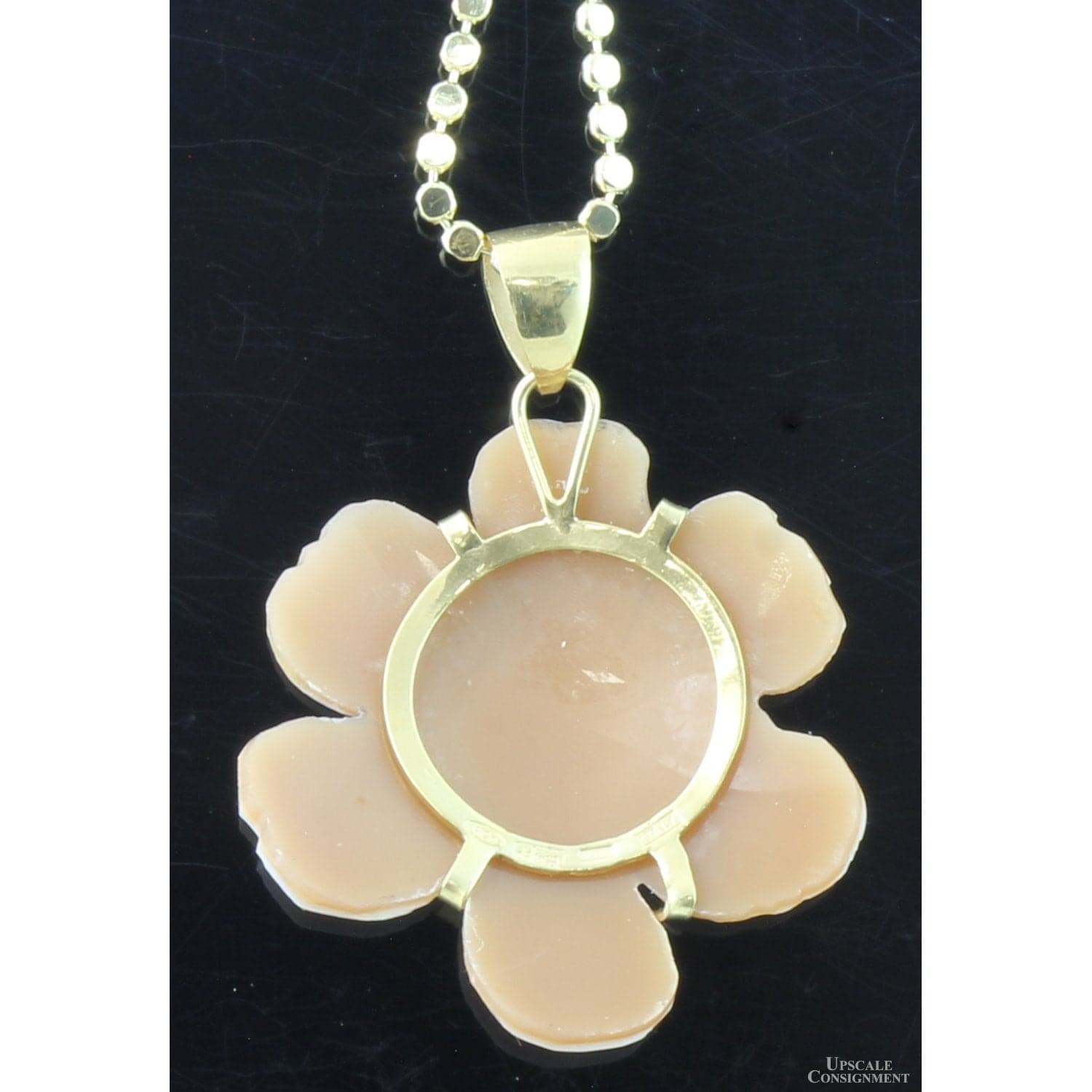 Italian Hand-Carved Shell Flower Cameo Pendant by D. Luca - 1.75" - Thumbnail 4