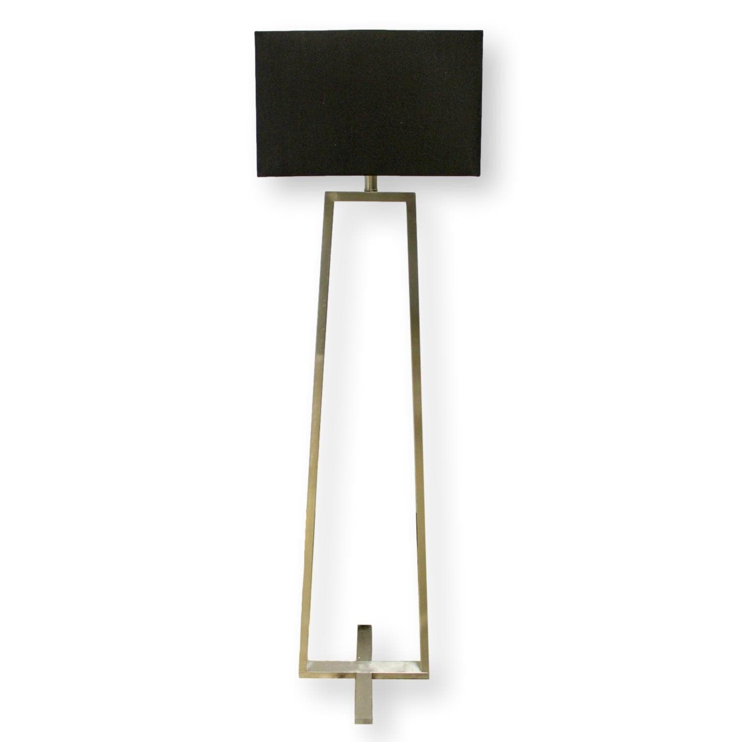 Modern Steel Floor Lamp w/Black Shade - Image 1