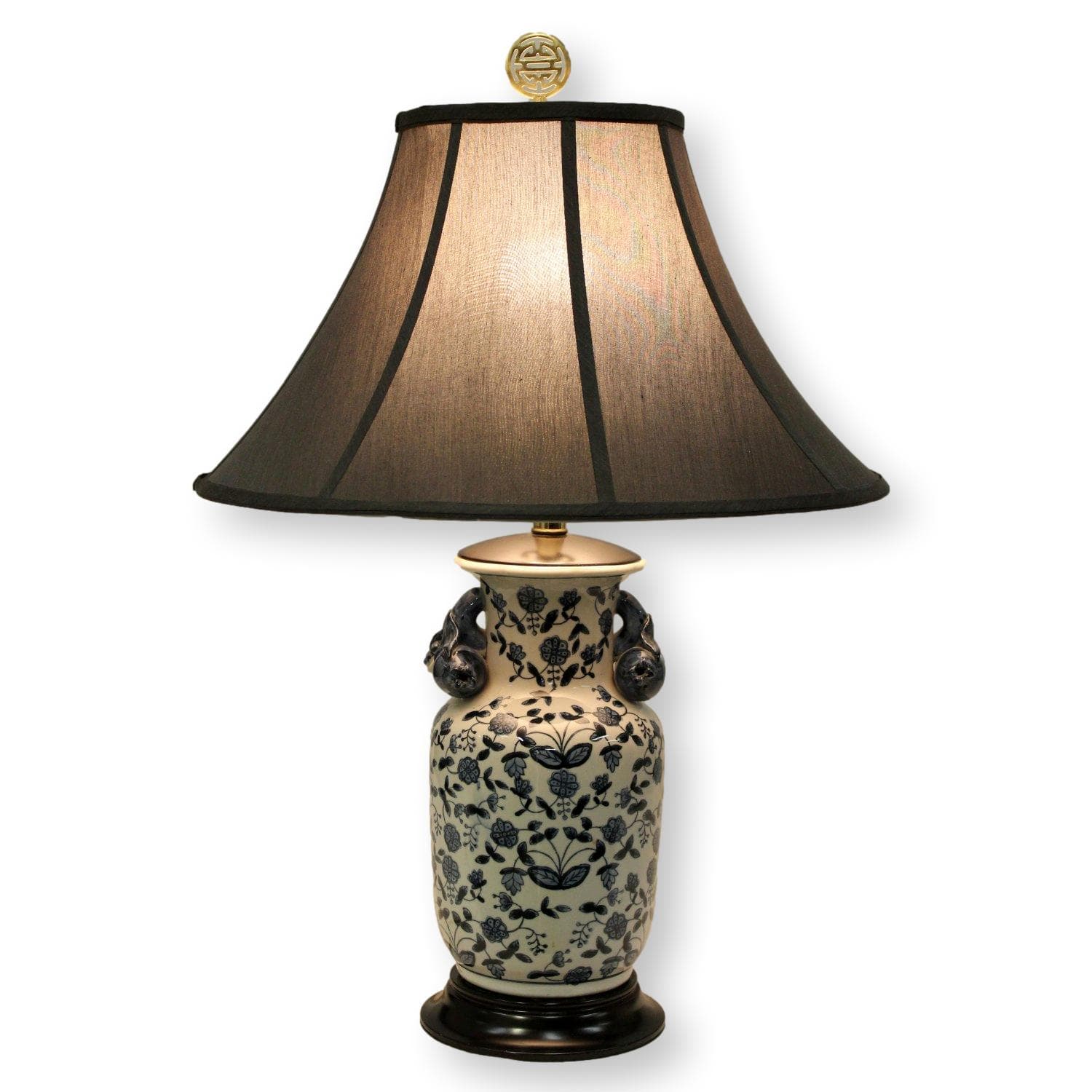 Blue/White Floral Ceramic Table Lamp - Thumbnail 2
