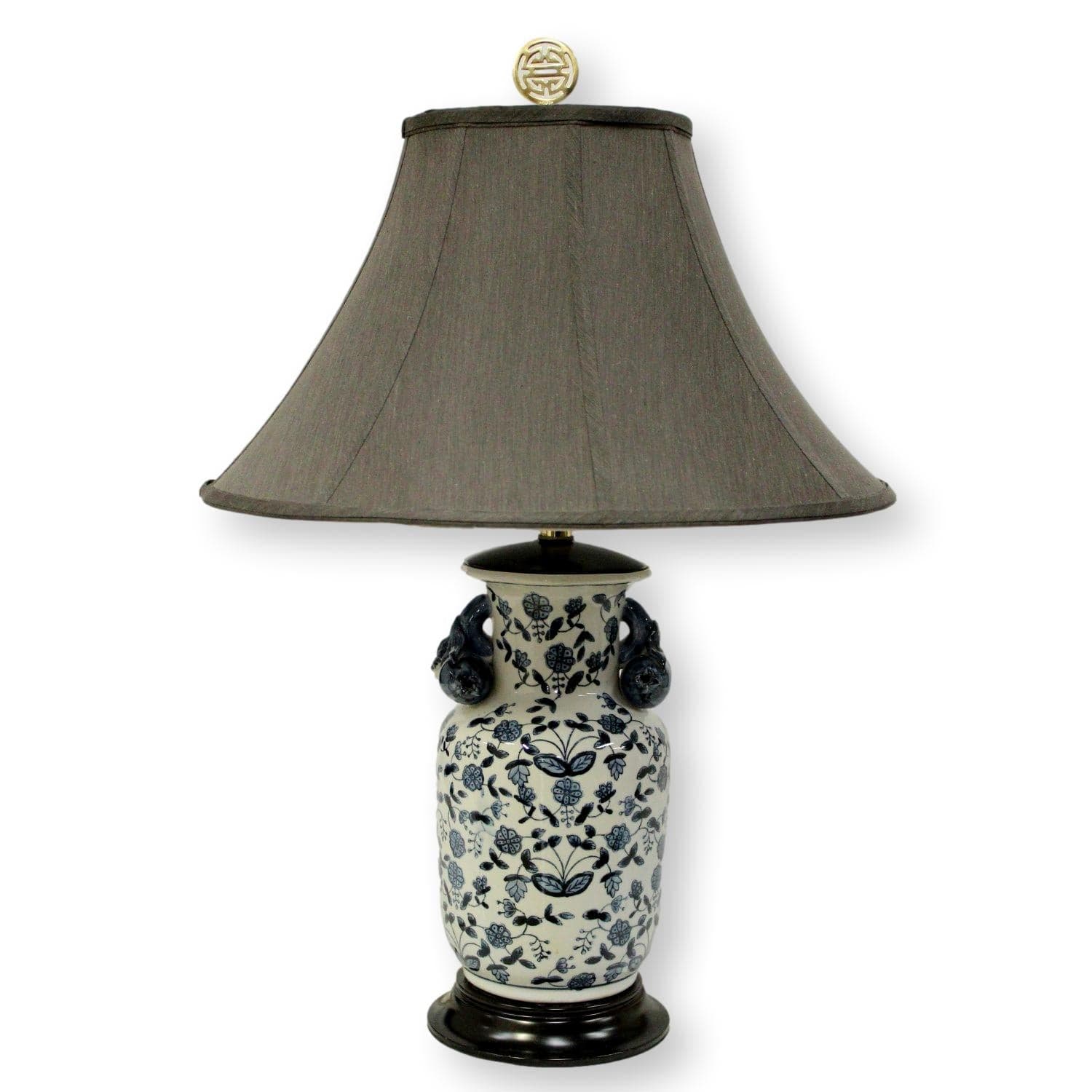 Blue/White Floral Ceramic Table Lamp - Image 1