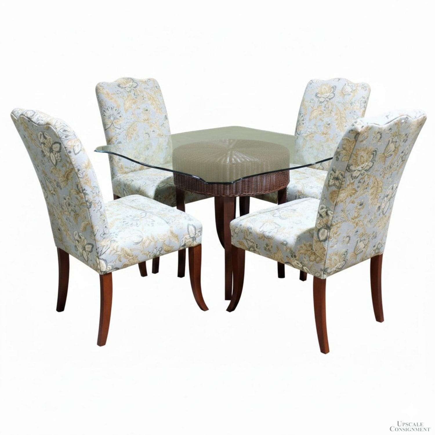 Glass Top Table w/4 Floral Print Chairs