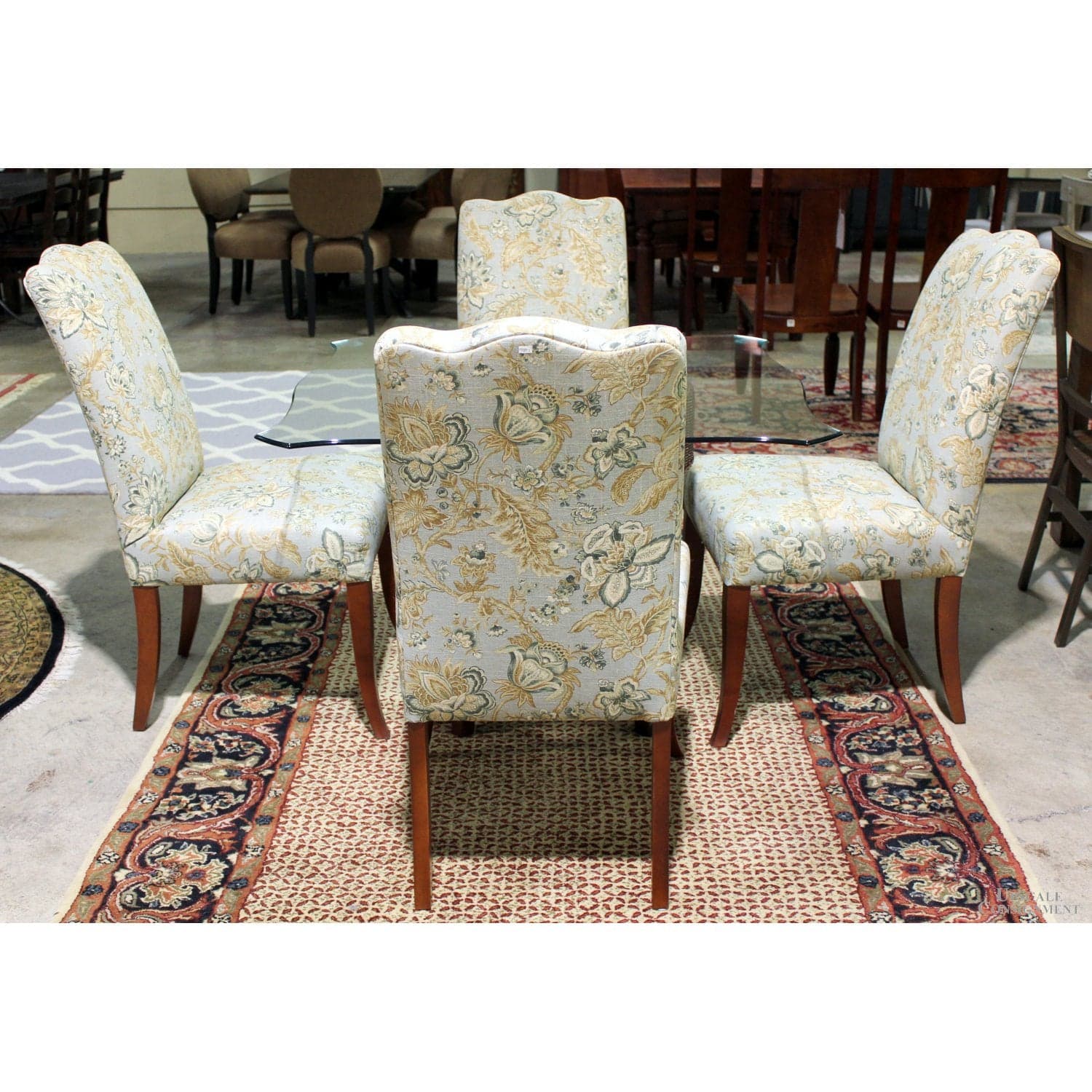 Glass Top Table w/4 Floral Print Chairs - Thumbnail 2