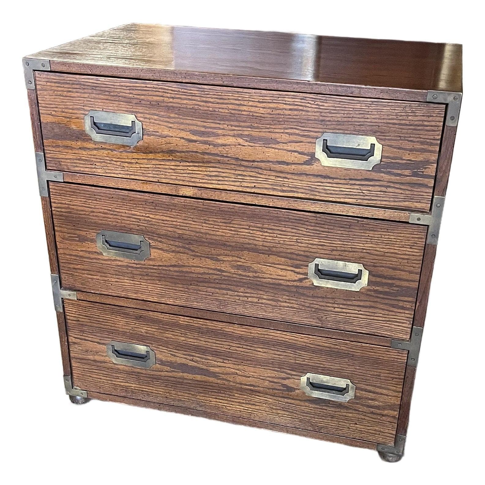 Campaign Style Hickory Manufacturing Three Drawer Chest