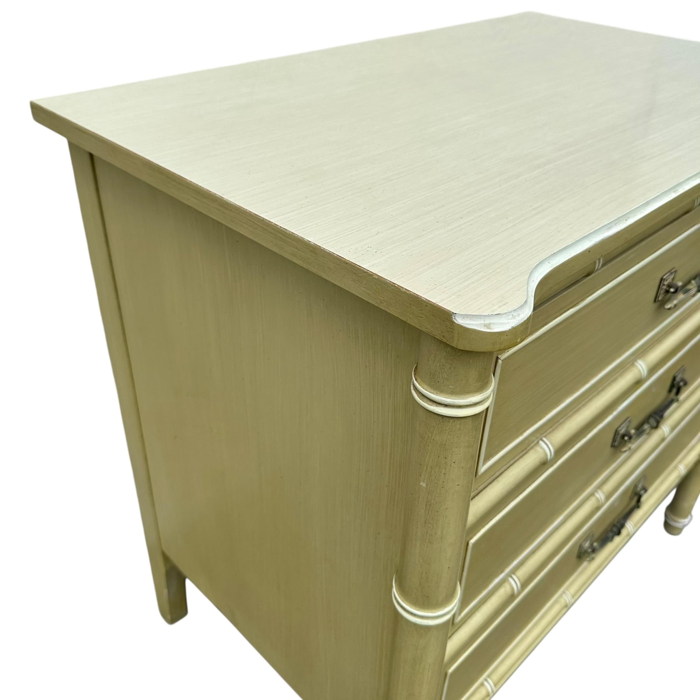 Henry Link Bali Hai 3 Drawer Nightstand - Vintage Green Faux Bamboo Coastal Hollywood Regency Bachelor Chest - Thumbnail 7