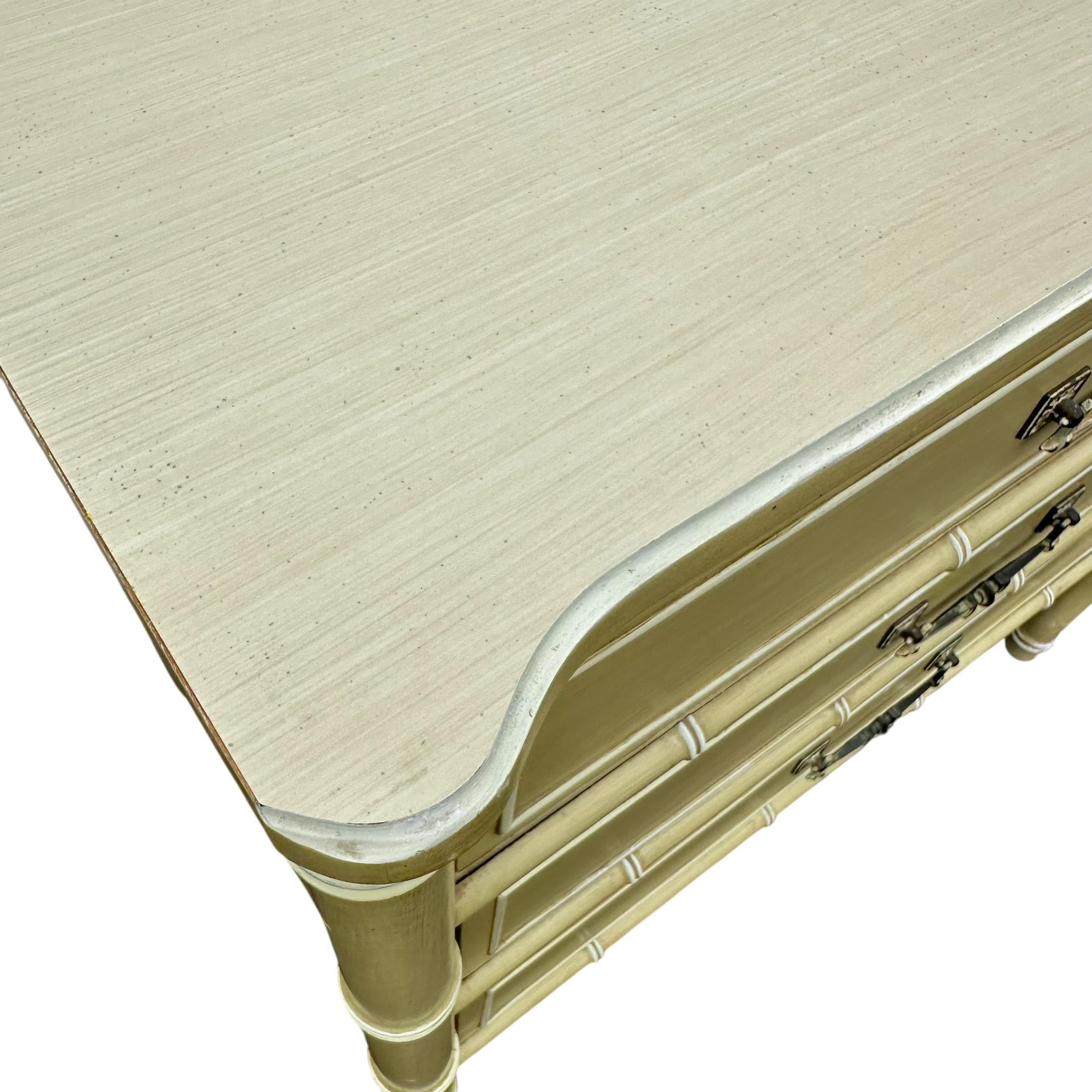 Henry Link Bali Hai 3 Drawer Nightstand - Vintage Green Faux Bamboo Coastal Hollywood Regency Bachelor Chest - Thumbnail 8