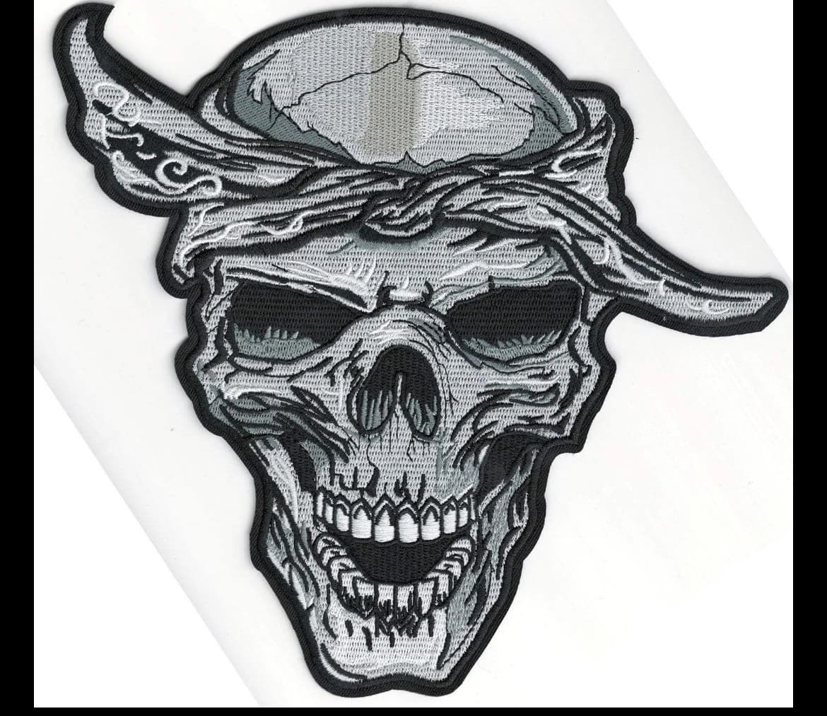 21.8”x8.5”Large Gangster Skull Embrodery Iron on Patch - Image 1