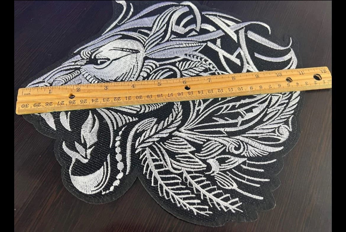 Large(10”x10”) Tribal Lion Embrodery Iron on Patch - Thumbnail 2