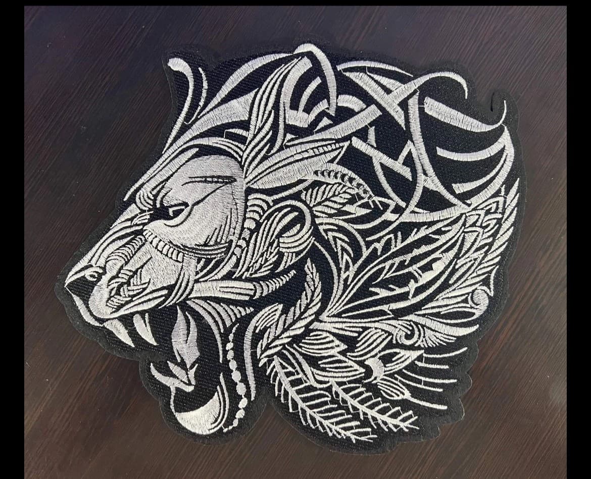 Large(10”x10”) Tribal Lion Embrodery Iron on Patch - Image 1