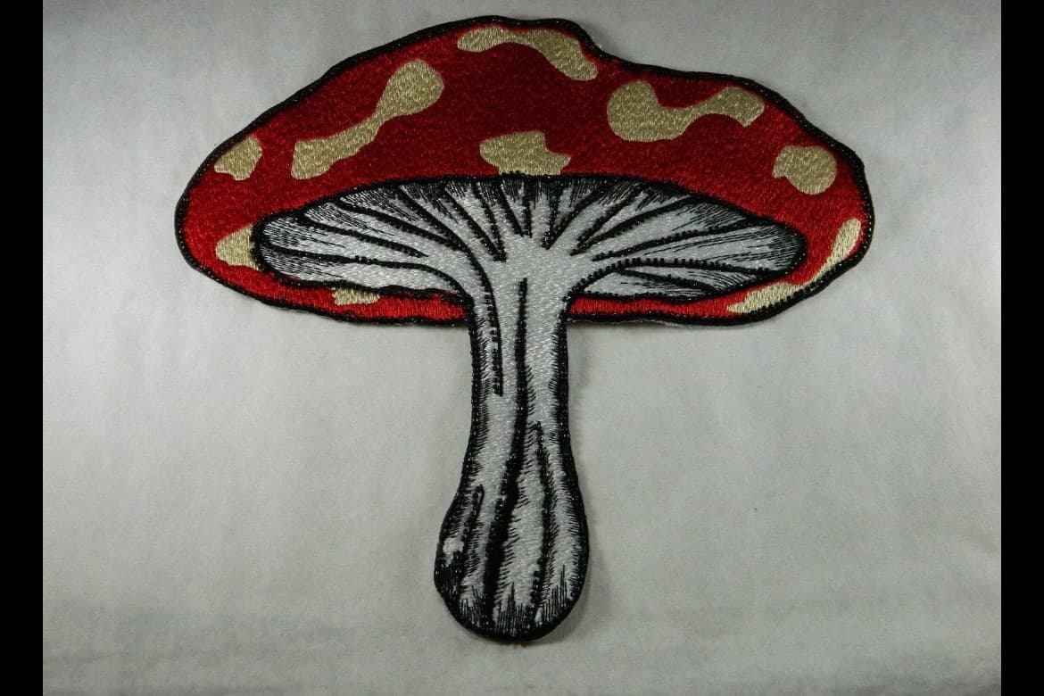 Large(12.5x12.2”) Red Mushroom Embrodery Sew on Patch - Image 1