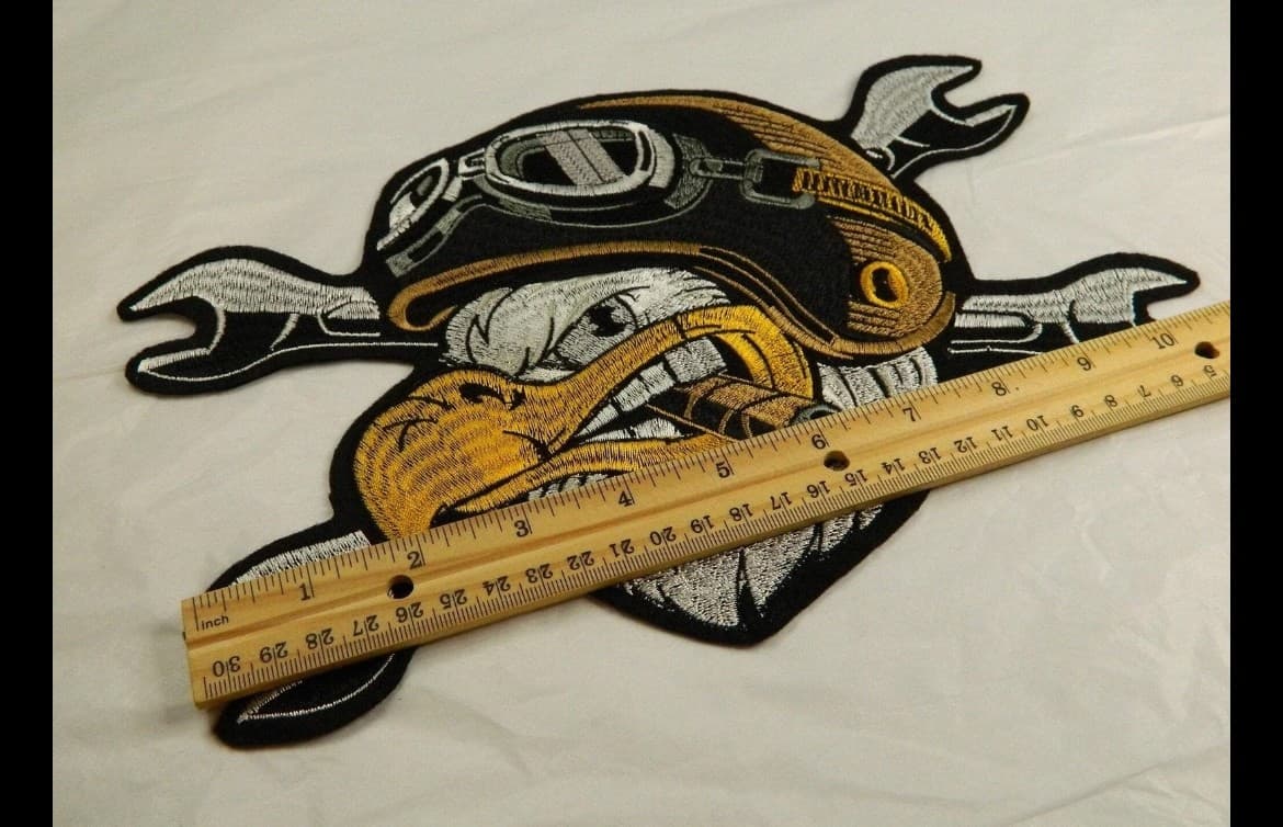 Large Motorcycle Eagle Embrodery Iron on Patch - Thumbnail 3