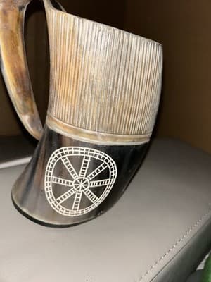 One Viking Drinking Cup/ Water Buffalo Hand Crafted Tankard/Bull Horn Drinking - Thumbnail 2