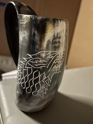 One Viking Drinking Cup/ Water Buffalo Hand Crafted Tankard/Bull Horn Drinking - Thumbnail 3