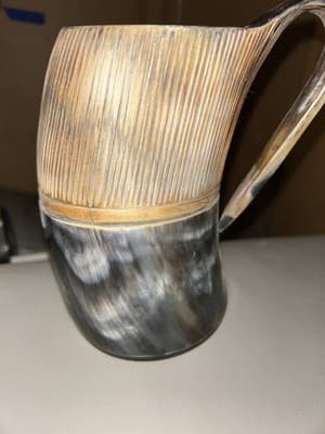 One Viking Drinking Cup/ Water Buffalo Hand Crafted Tankard/Bull Horn Drinking - Thumbnail 4